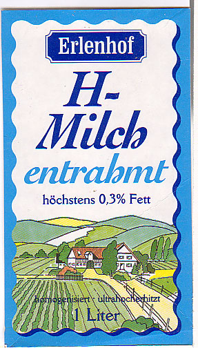 Deutschland: Erlenhof - H-Milch, entrahmt, homogenisiert, ultrahocherhitzt